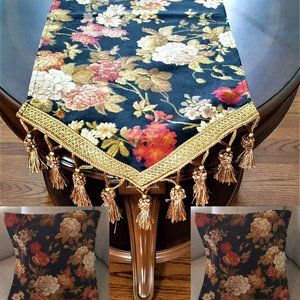 3 pcs Set - 2 Throw Pillow Covers with 1 matching Table Runner